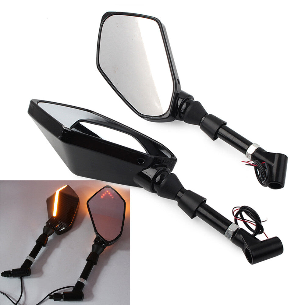 Rearview LED Turn Signal Side Mirrors for Kawasaki Z750 Z800 Z900 Z1000