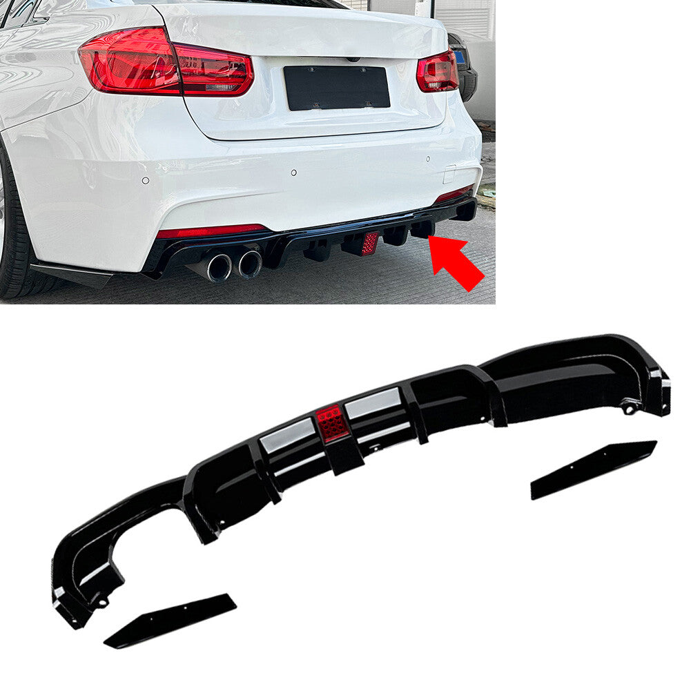 Rear Bumper Protector Spoiler Lip w/light Fit for BMW 3 Series F30 F31 M Sport 12-19