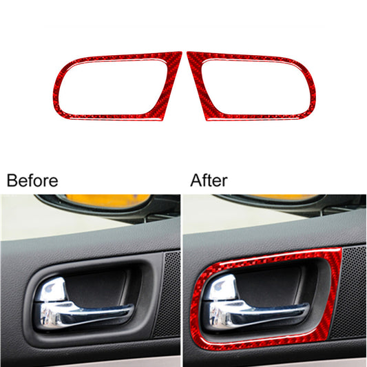 Red carbon fiber front door handle cover trim for Infiniti G37 Sedan 2010 - 2013