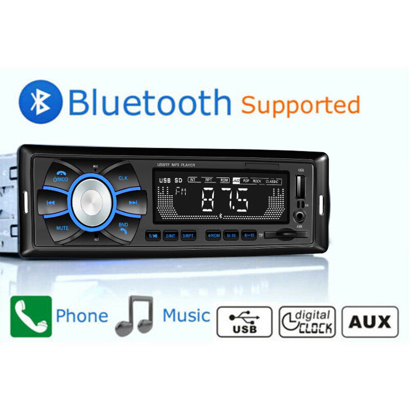 1 DIN Car MP3 Bluetooth Music Player FM Radio Audio USB Flash Drive SD Card AUX Function n