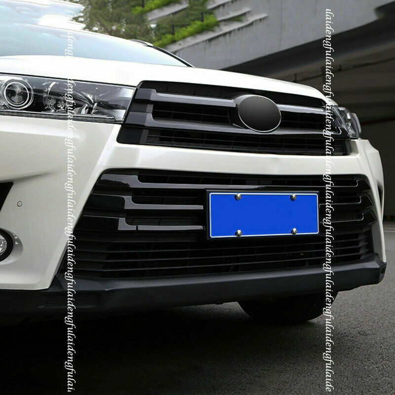 for Toyota Highlander 2017-2019 Gloss Black Front Bumper Grille Grill Cover Trim
