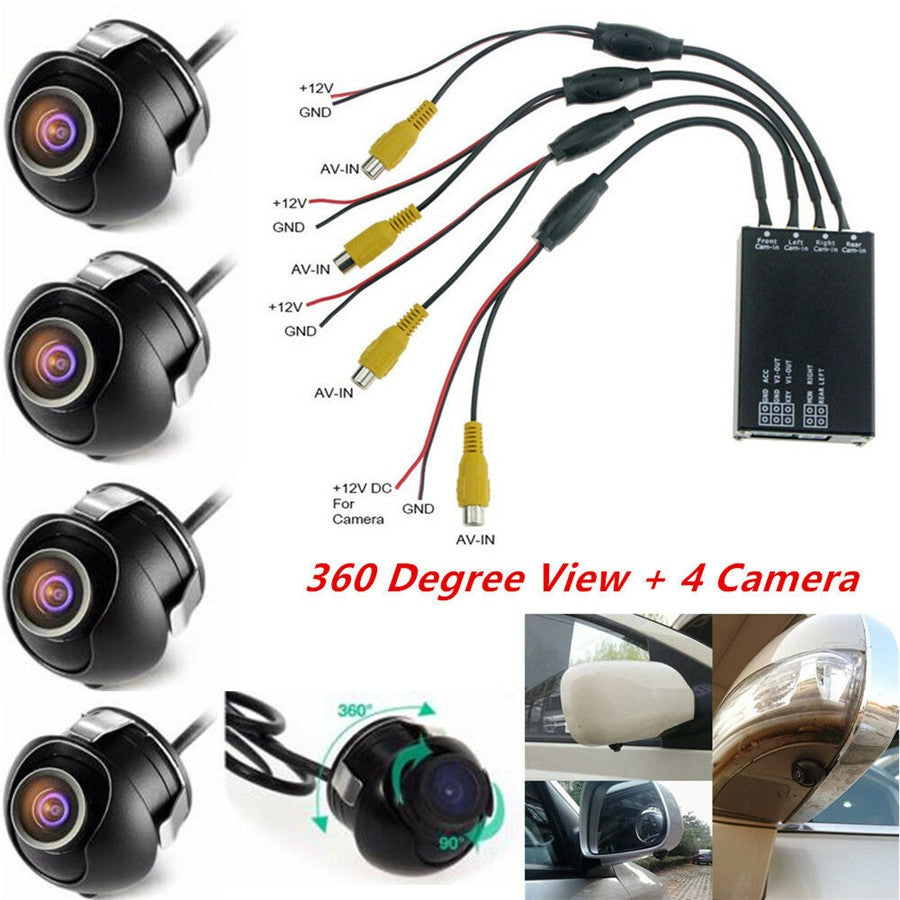 1 Set Car Parking Panoramic View Rearview 4 Way Camera Control Box System 360°