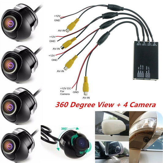 1 Set Car Parking Panoramic View Rearview 4 Way Camera Control Box System 360°