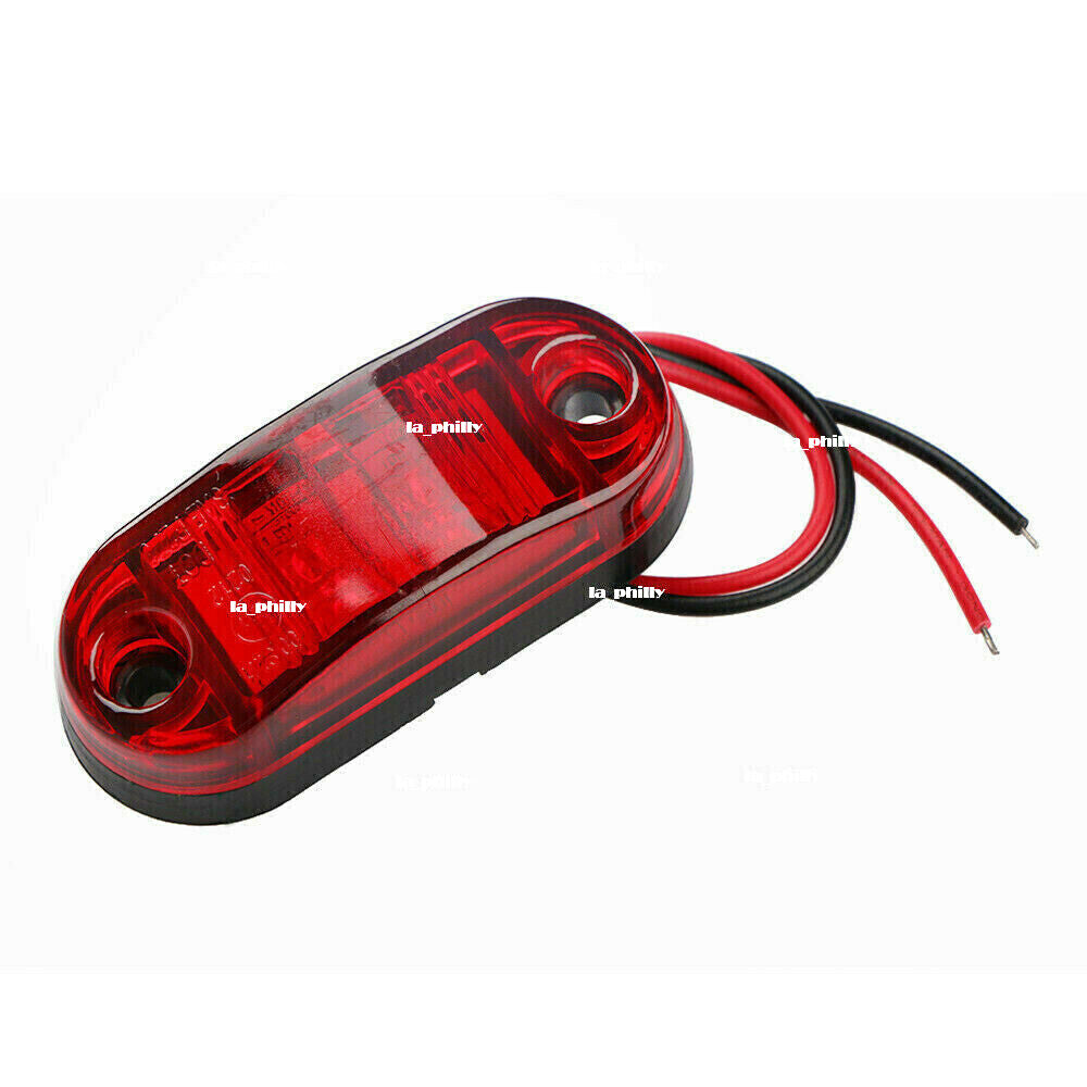 10Pcs 2 LED 12V / 24V Vehicles Truck Lorry Side Marker Turn Lamp Lights-Red Q
