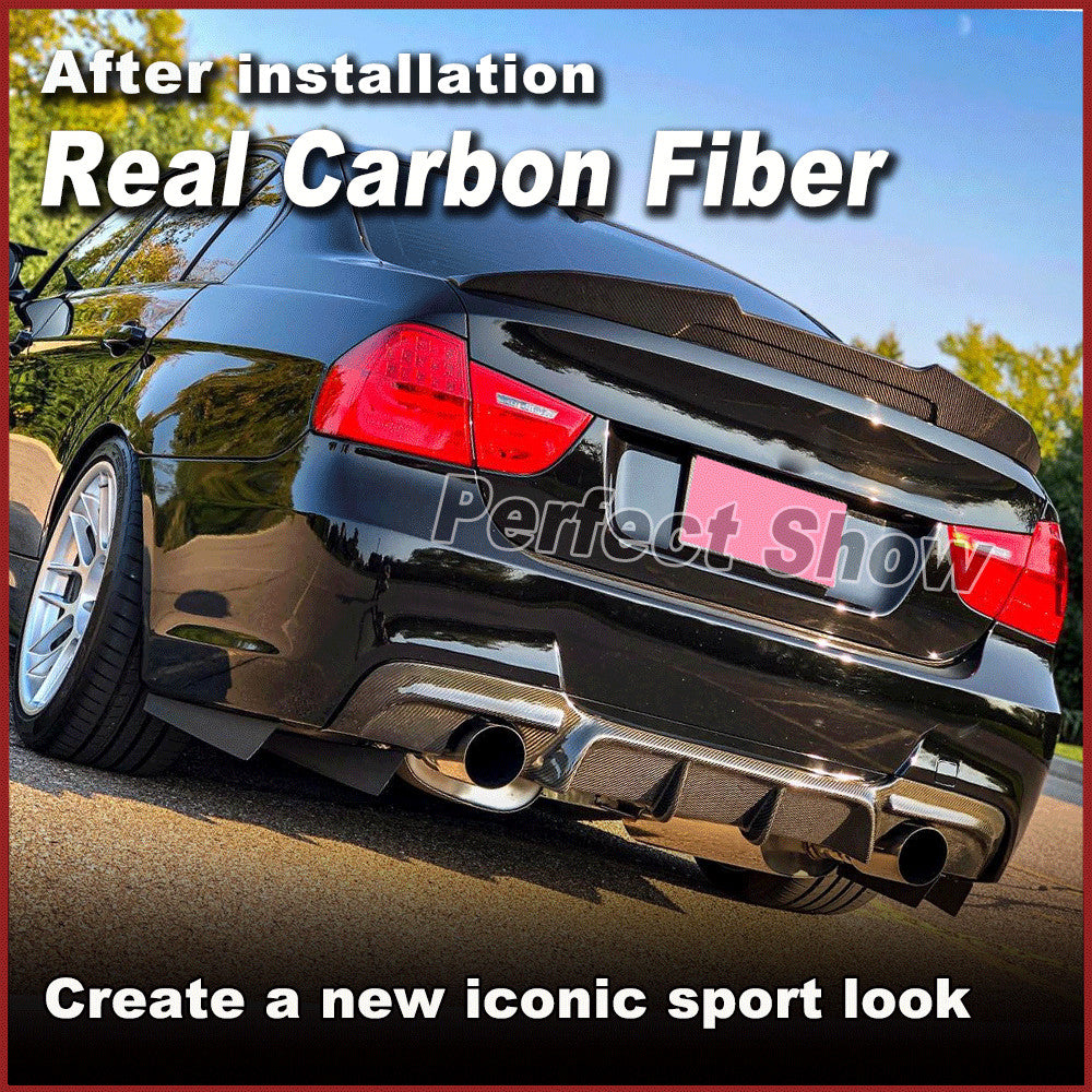Fit for BMW E90 M-Sport 325i 335i REAL Carbon Rear Bumper Diffuser Lip Spoiler