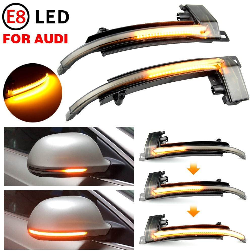 2pcs LED Dynamic Side Mirror Turn Signal Light Assembly for Audi A3 8P A4 A5 B8