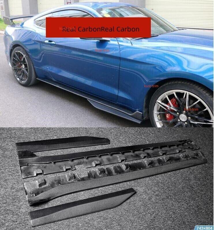 True carbon fiber style side skirt extended boiler for Ford for Mustang GT500 2015-2024