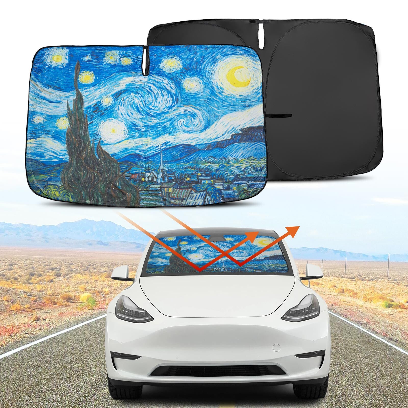 for Tesla Windshield Sunshade Model 3 for Model Y - 4 Layers Car Window Sun Shade US