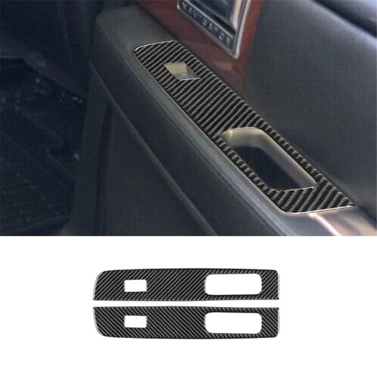 2x Carbon Fiber Rear Window Lift Control Cover Trim for Lincoln for Navigator 07-14