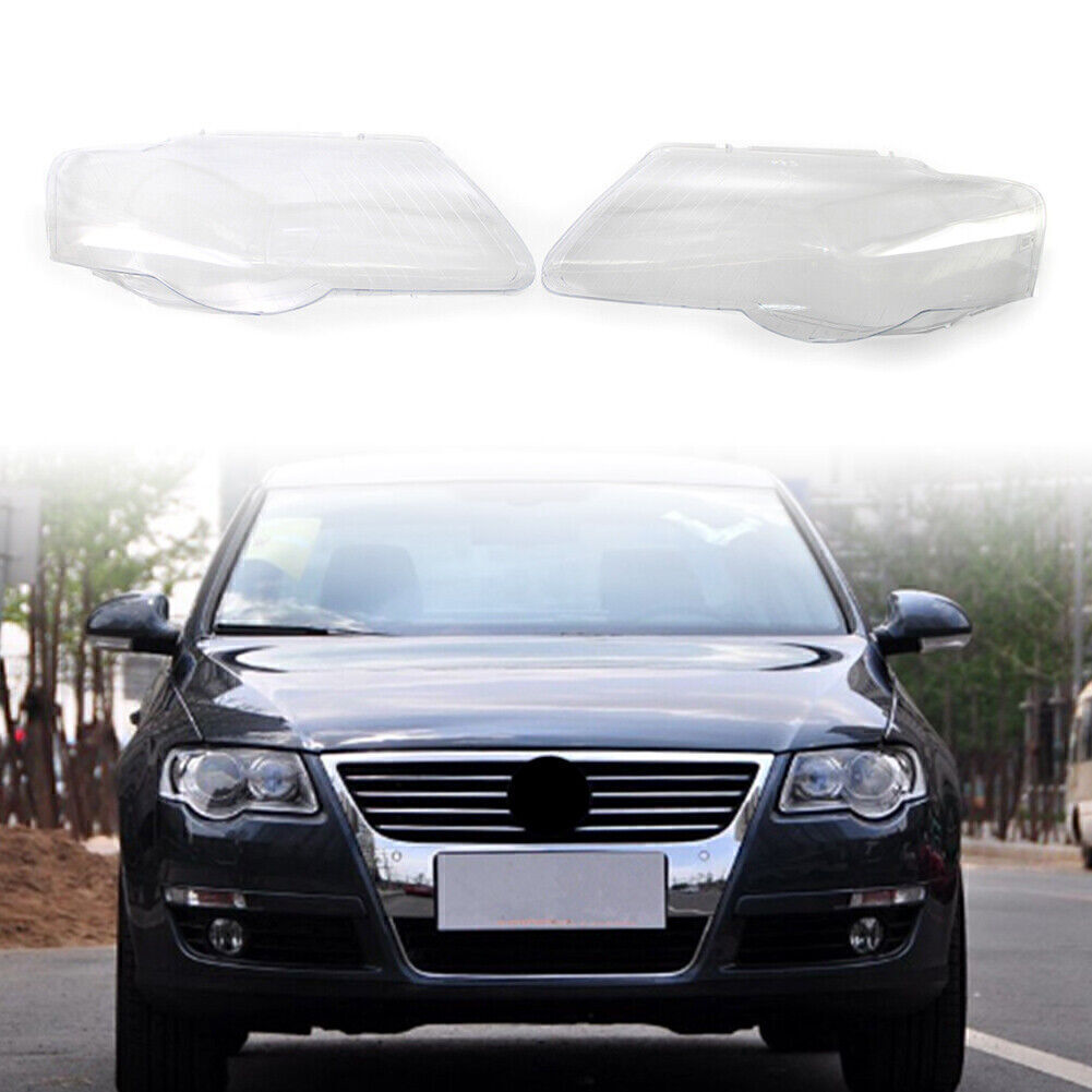 Headlight Headlamp Lens Cover Left Right Clear Fit for VW for Passat B6 2006-2011 Pair