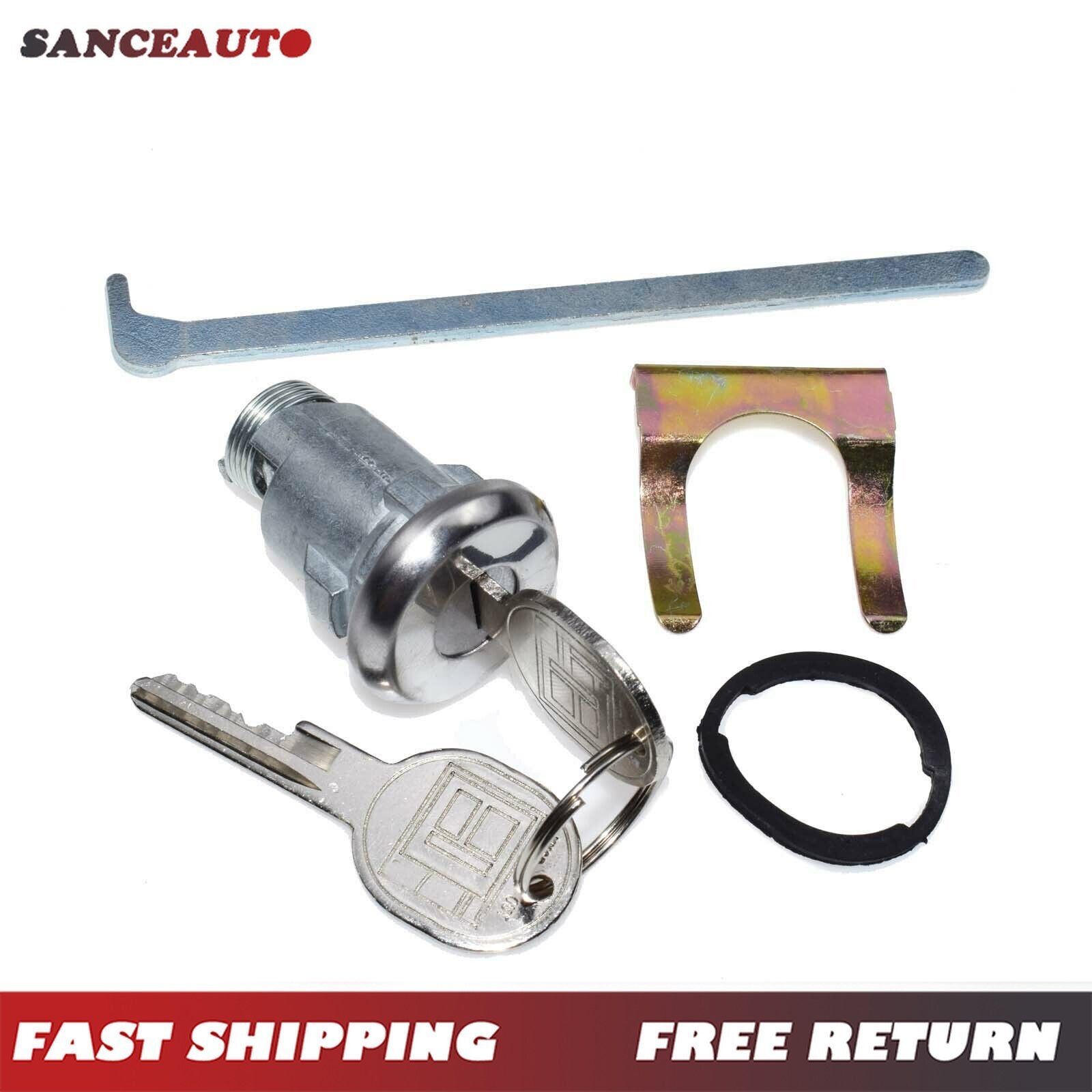 Suitable for Buick GM chrome trunk/deck/start lock key cylinder with 2 keys 605533, TL1575- n