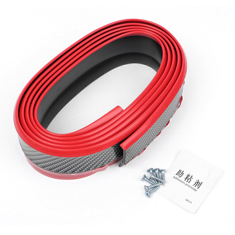 2.5M Car Front Bumper Skirts Lower Lip Strip Rubber Guard Protector Strip Red