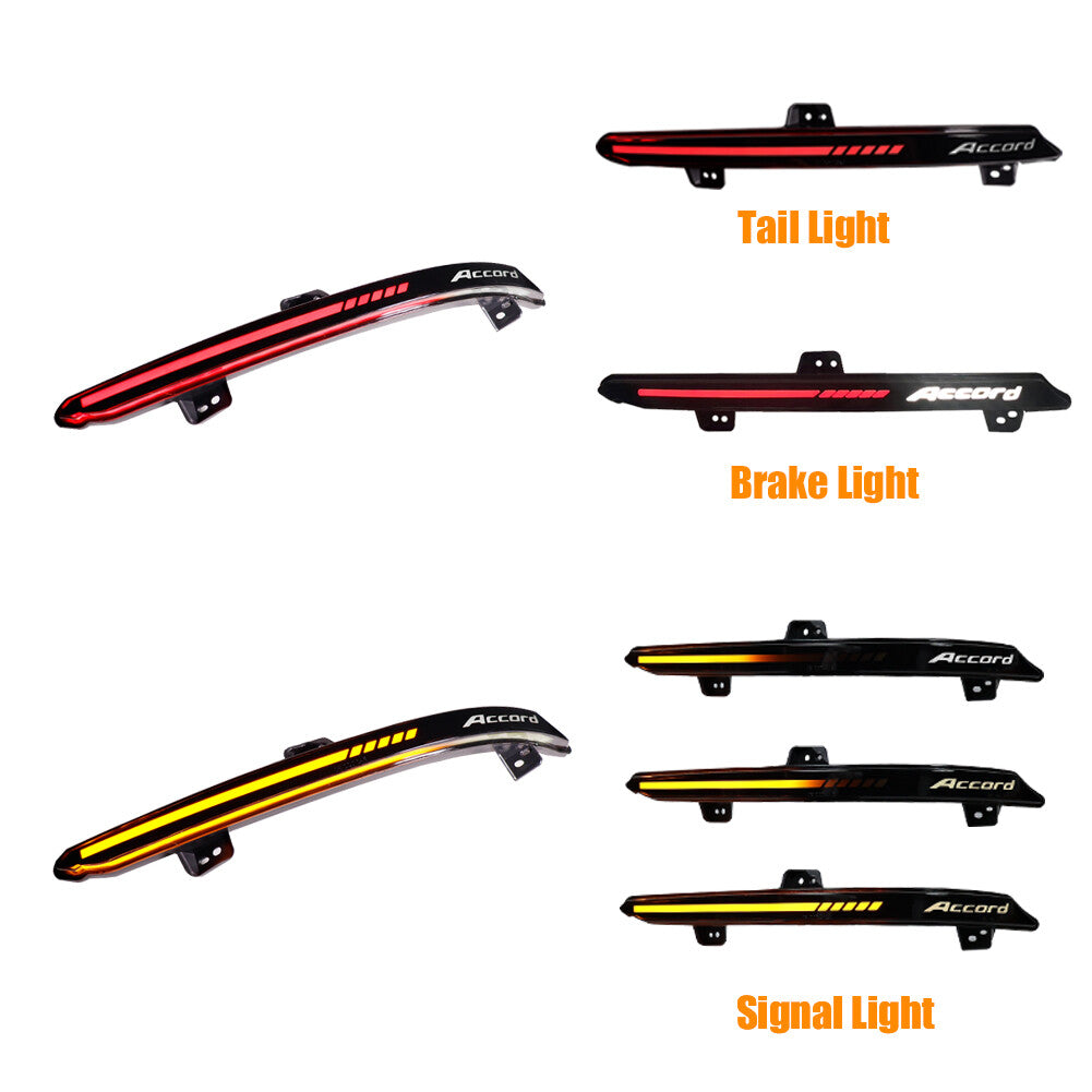 LED Reflective Tail Brake Light for for Honda Accord 2018 - 2021 Rear Bumper Light Black - v