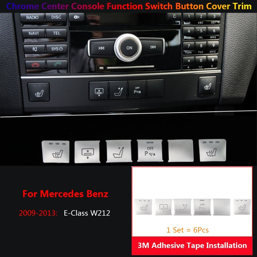 6Pcs for Mercedes-Benz E W212 Car Center Console for Seat Function Switch Cover Trim