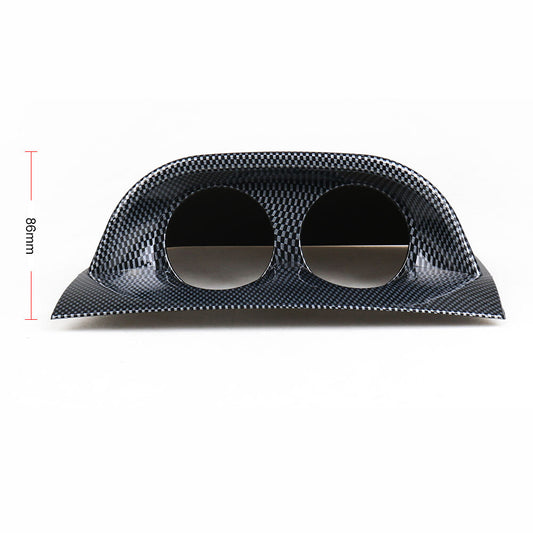 Car Carbon Fiber Look Dash 2 Double Hole Gauge Meter Mount Holder Pod 2 52mm Q