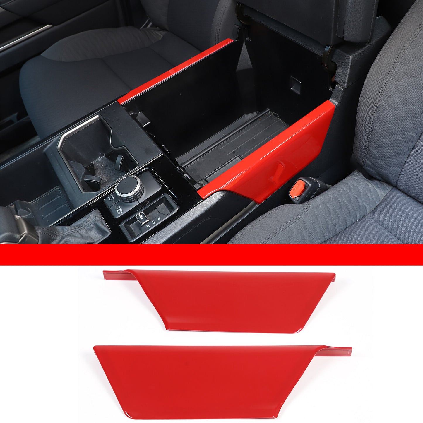 The red armrest box side panel trim is suitable for the Sequoia 2022 - 2023. n