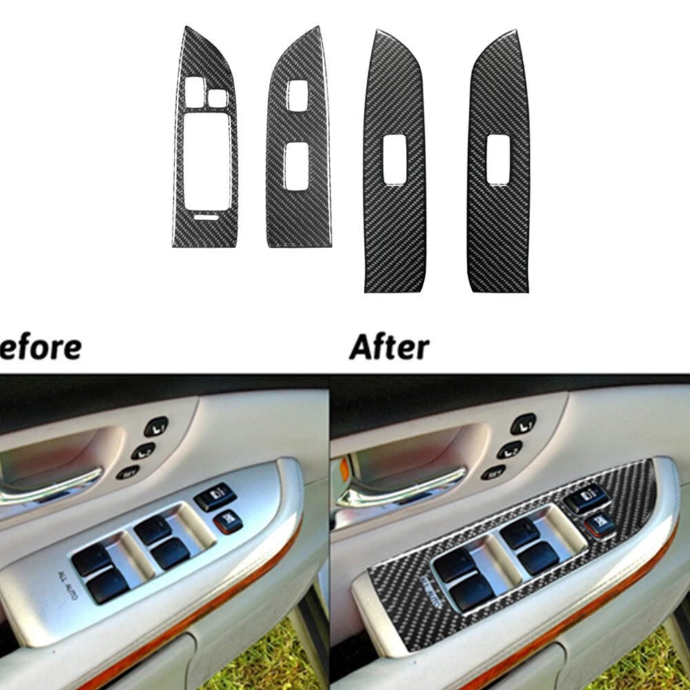 4Pcs Carbon Fiber Window Lift Control Cover Trim for LEXUS RX330 RX350 2004-2009