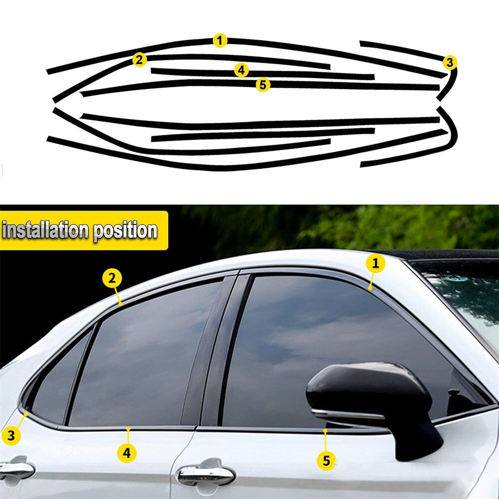For 2018-23 for Toyota for Camry Chrome Delete Blackout Overlay Window Trim Bright Black