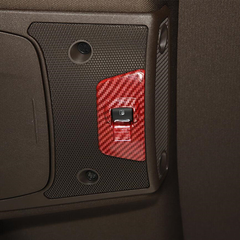 Suitable for 2015-2020 for Ford F150, Red Carbon Fiber Rear Side Window Switch Cover Trim