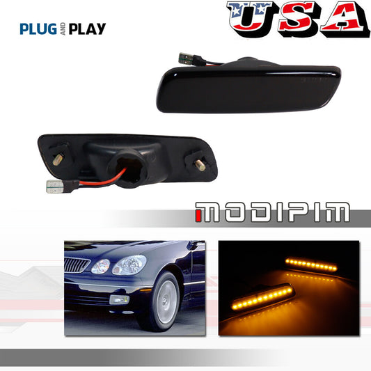 Dark Smoke Front Amber SMD LED Side Marker Light Kit for for Lexus for Scion - v