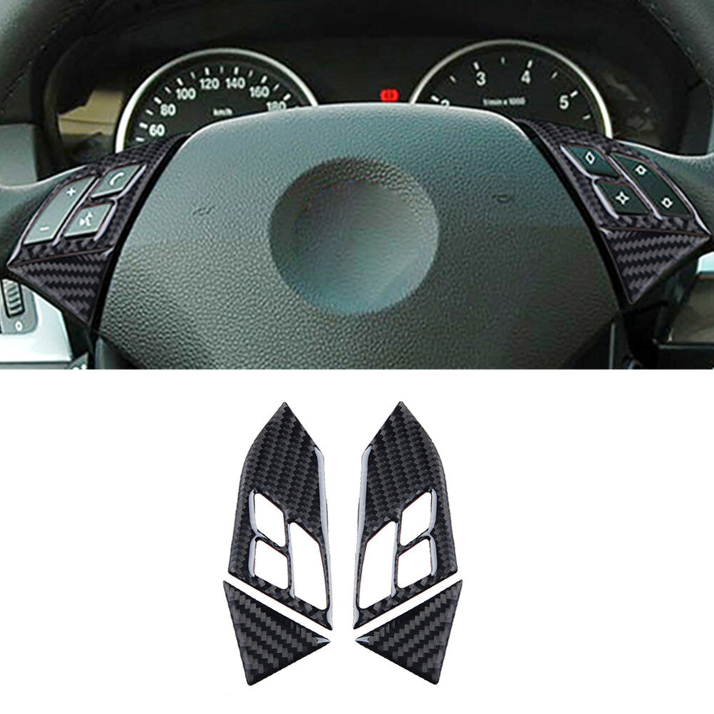 4 x carbon fiber steering wheel button trim for BMW 5 Series E60 2005-2011