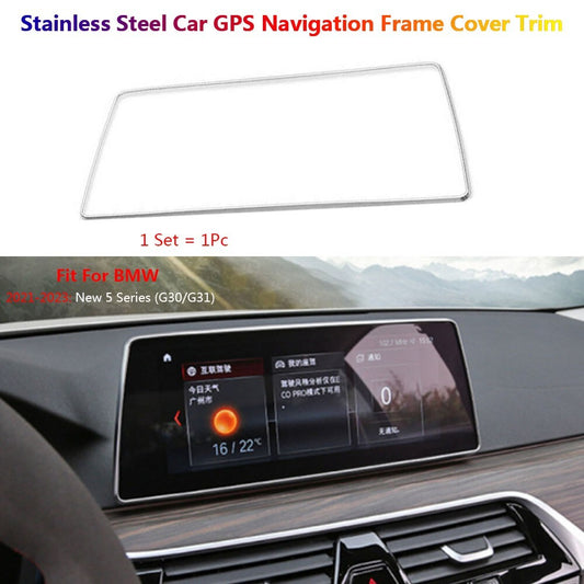 Stainless for BMW 5 Series G30 Car Console GPS Navigation Cover Trims 2021-2022