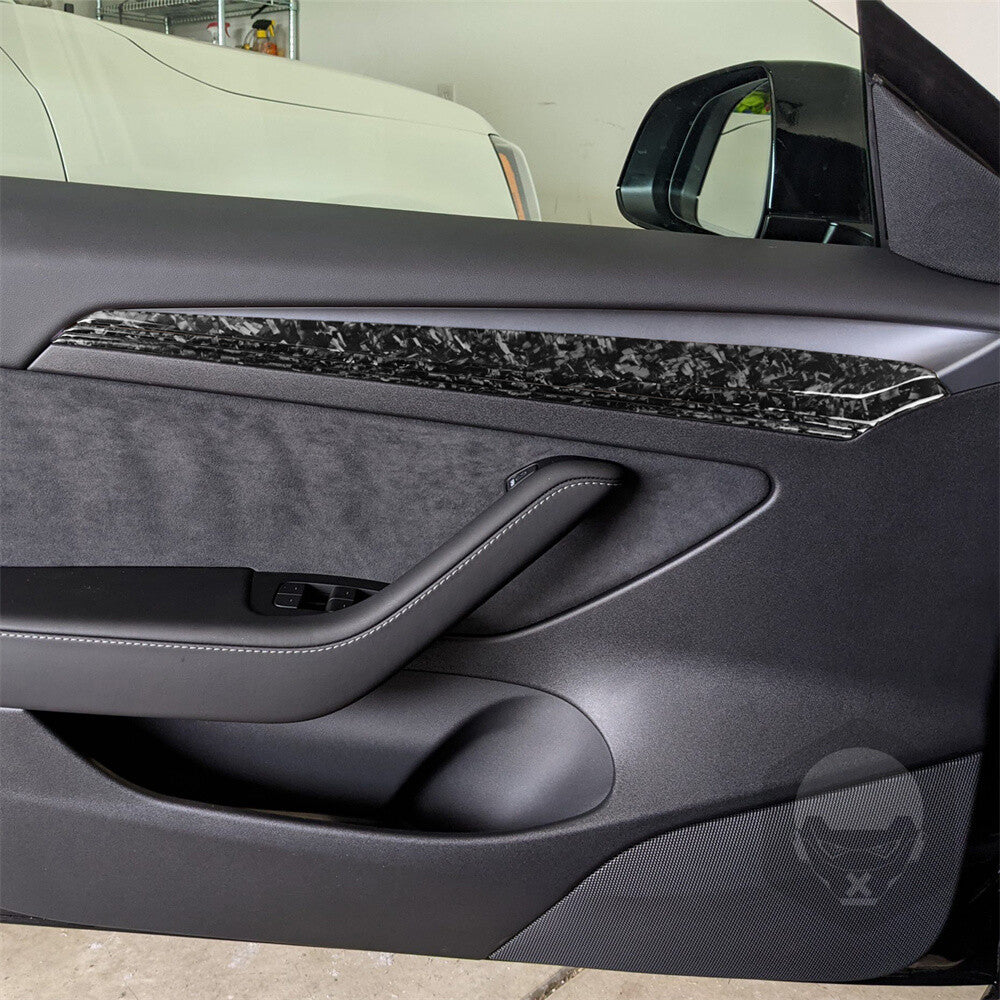 for Tesla Model 3 Y 2017-23 Forged Carbon Fiber Interior Door Panel Decor Trim¡Á8