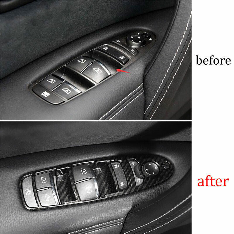 Glass Window Lifting Lock Panel Trim for Nissan Armada Y62 2017-20 Carbon Fiber