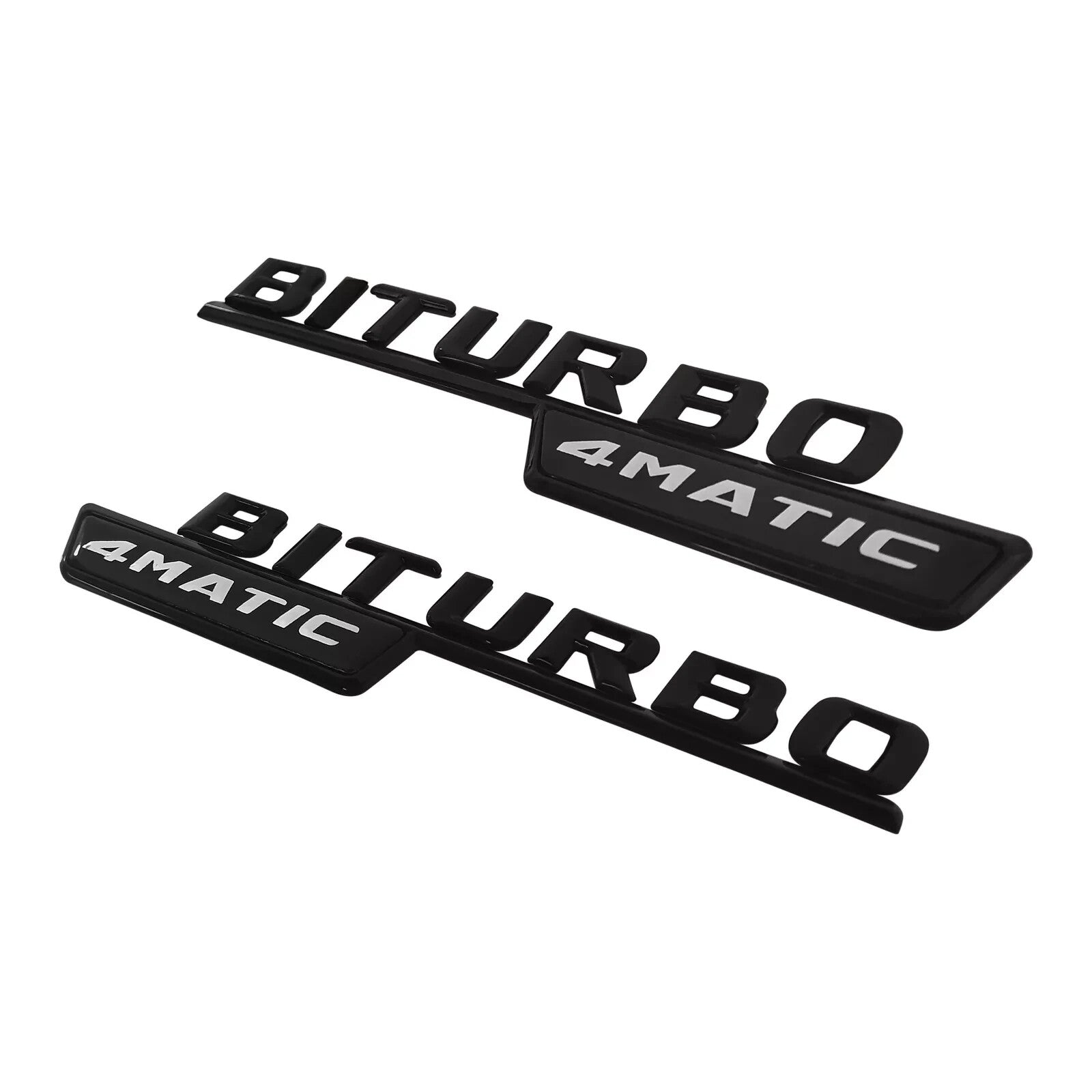 BITURBO 4MATIC Emblem AMG Fender Black Logo Badge For AMG C43 E43 GLC43 2X