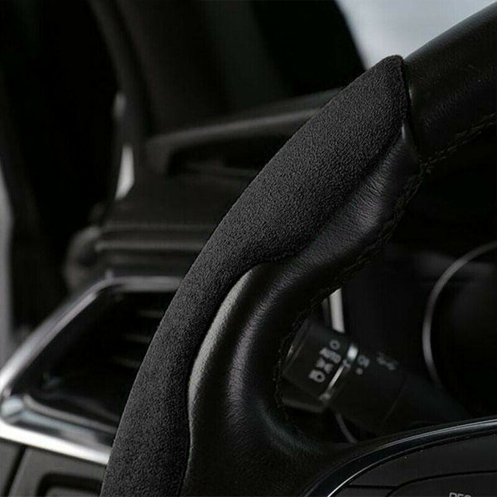 Car Wheel Cover Anti-Slip Plush Comfortable Steering Wheel Cover Steering Black Q