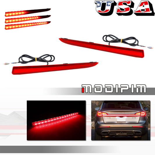 Suitable for 2013 - 2020 for Lincoln MKZ Smoked Bright Red Lens Led Tail Brake Signal Light Kit - v