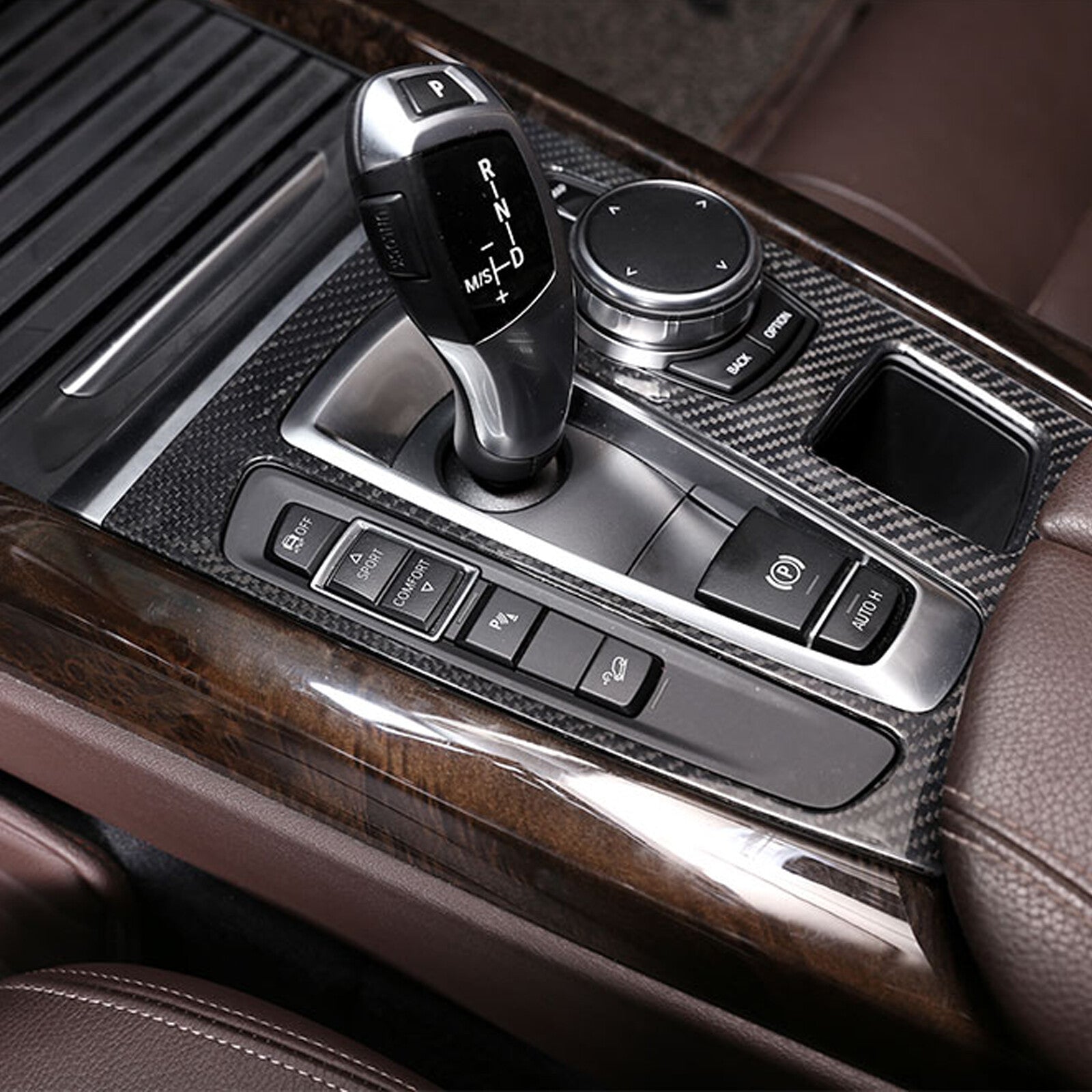 carbon fiber automotive gear shift cover trim for X5 F15 2014-2018 n