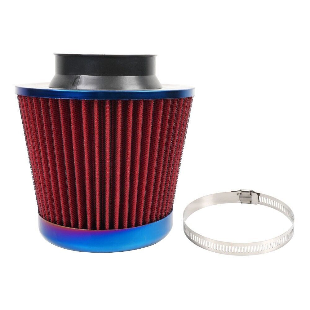 Red 3 76mm Inlet Cold Air Intake Cone Replacement Quality Dry Air Filter Q