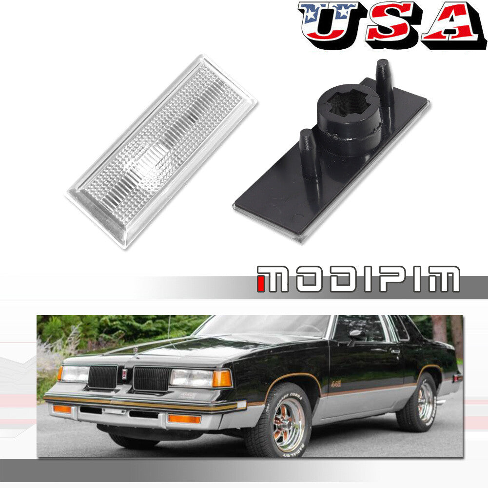 Transparent left/right front side marker light housing for 81-88 for Oldsmobile Cutlass 442- v