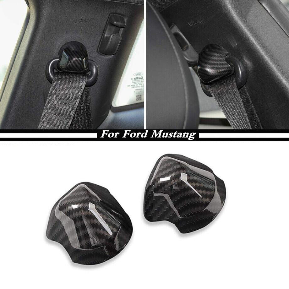 For 2015-2022 for Mustang Carbon Fiber Inner Car for Seat Belt Decor Cover Trim 2P v