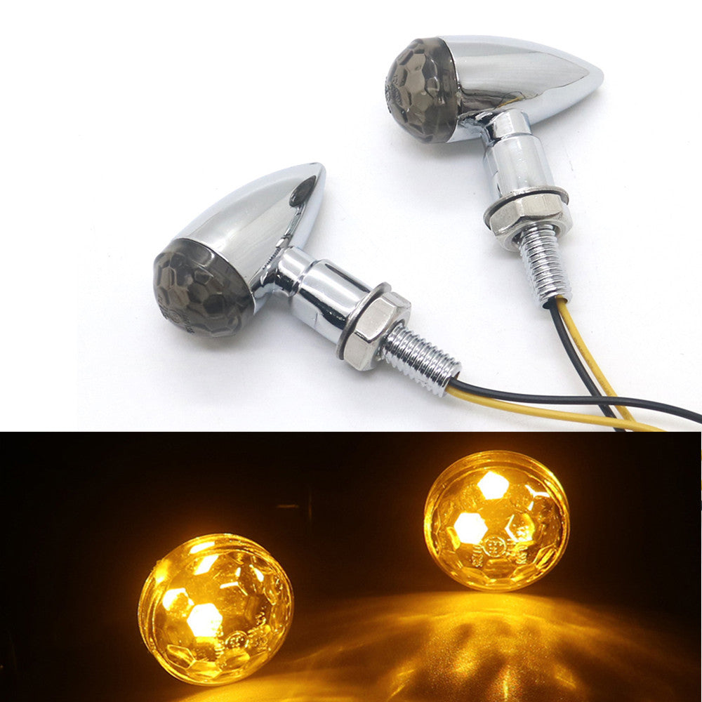 Chrome Metal LED for Mini Bullet Smoke Spherical Lens Turn Signal Indicators Light Q