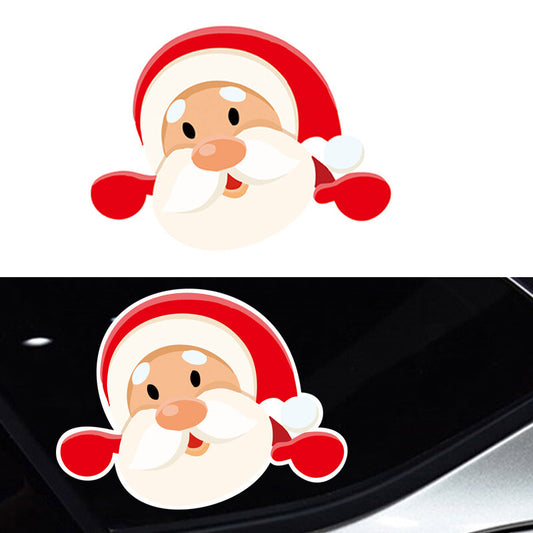 2Pcs Car Window Sticker Santa Claus Pattern Car Rear Window Xmas Decals B L Q