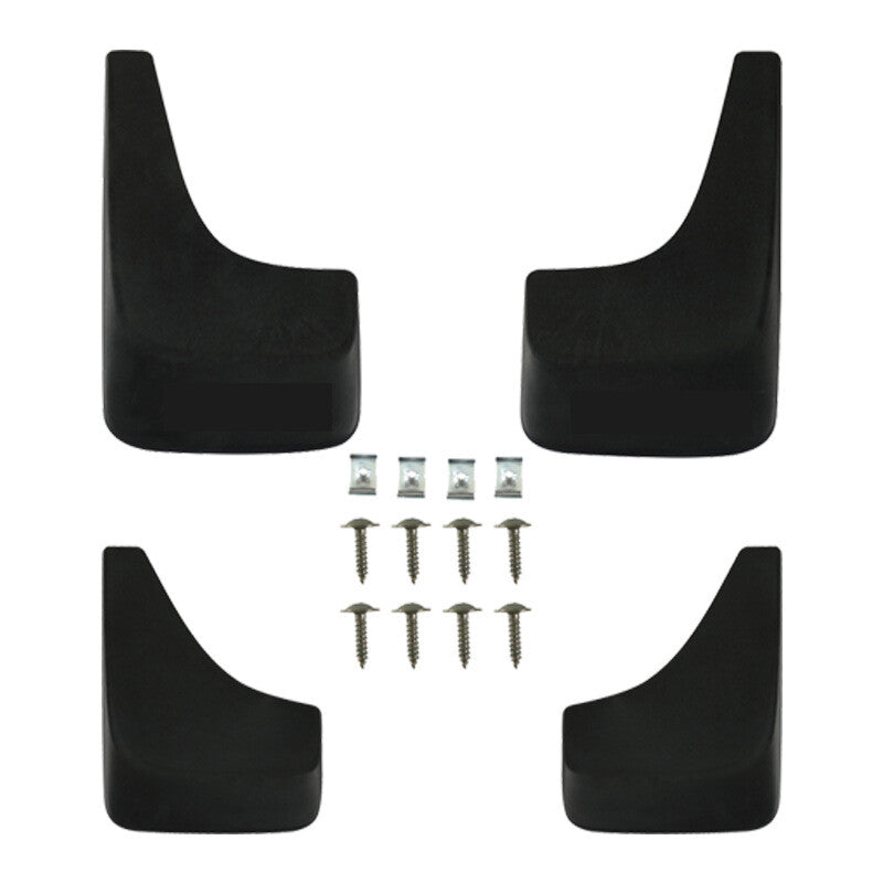 4-pack for 2014-2018 Silverado front and rear molded splash guards in black. n