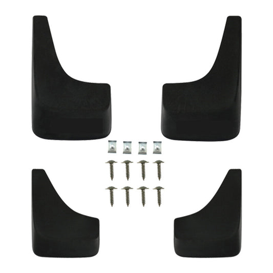 4-pack for 2014-2018 Silverado front and rear molded splash guards in black. n