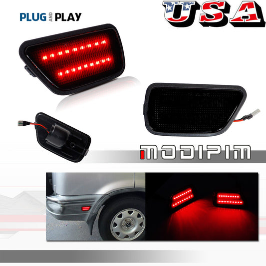 Smoked Lens Fender Rear Side Marker Signal Light Red For 1997 - 2001 for Honda - v