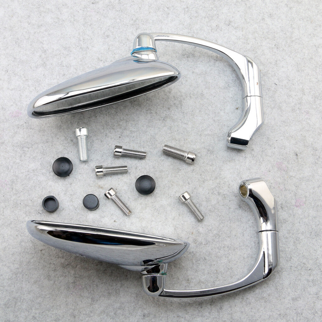 Motorcycle Rearview Side Mirror 8/10mm Screws Round Retro Cafe Racer Rear view