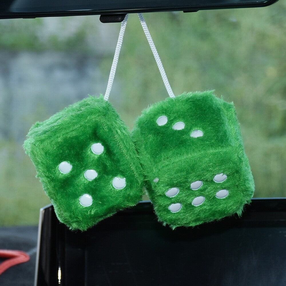 6CM Fuzzy Plush Dice Retro Square Plush Hanging Mirror Fuzzy Dices Car Decor