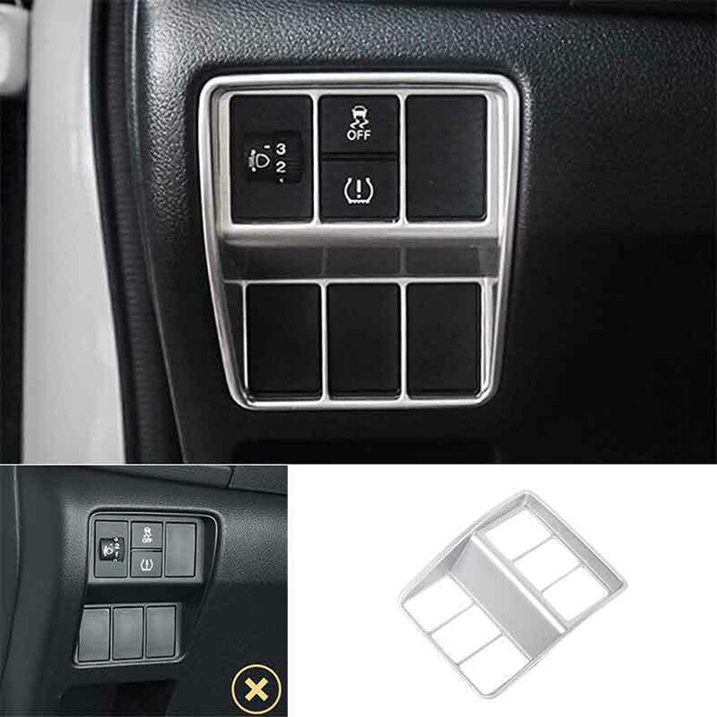for Honda CR-V CRV 2017-2022 silver Car Headlight Switch Button Cover Trim Frame