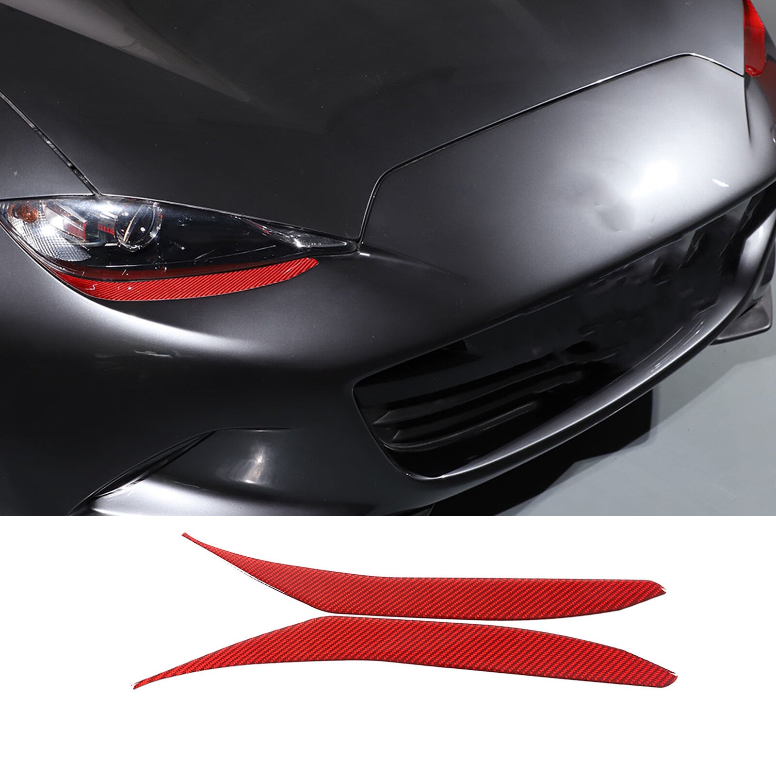 Carbon red headlight eyebrow/eyelid stickers for Mazda MX-5 Miata 2016-2022. n