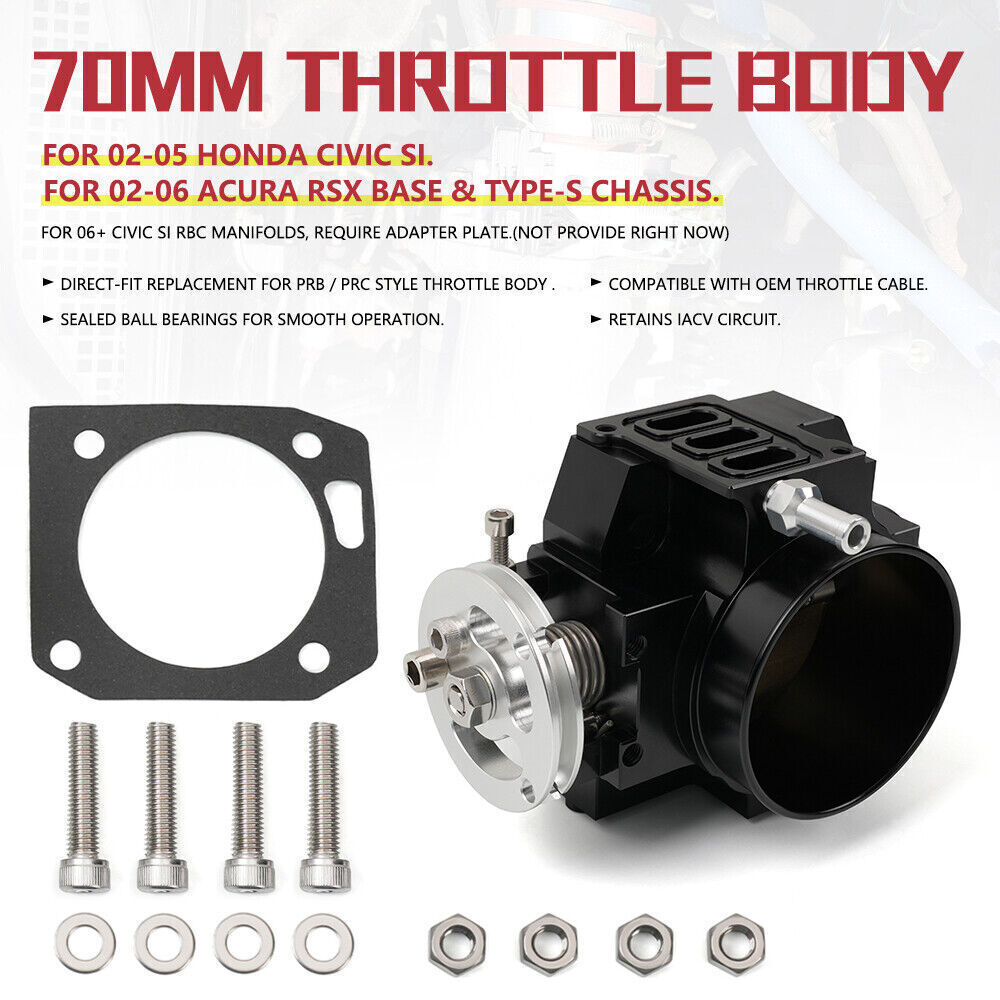Black 70mm Intake Manifold Throttle Body Plate Assembly for K-series K20 K20A2 Q