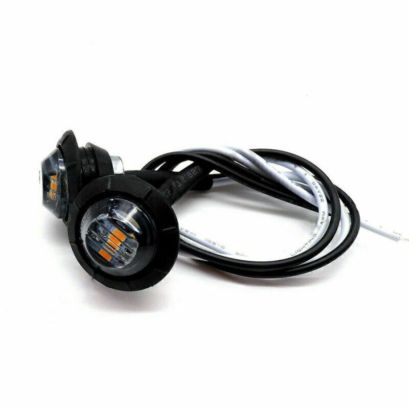 Red Smoked Amber 3/4 Bullet Round LED Side Marker Lights for Trailer Truck RV
