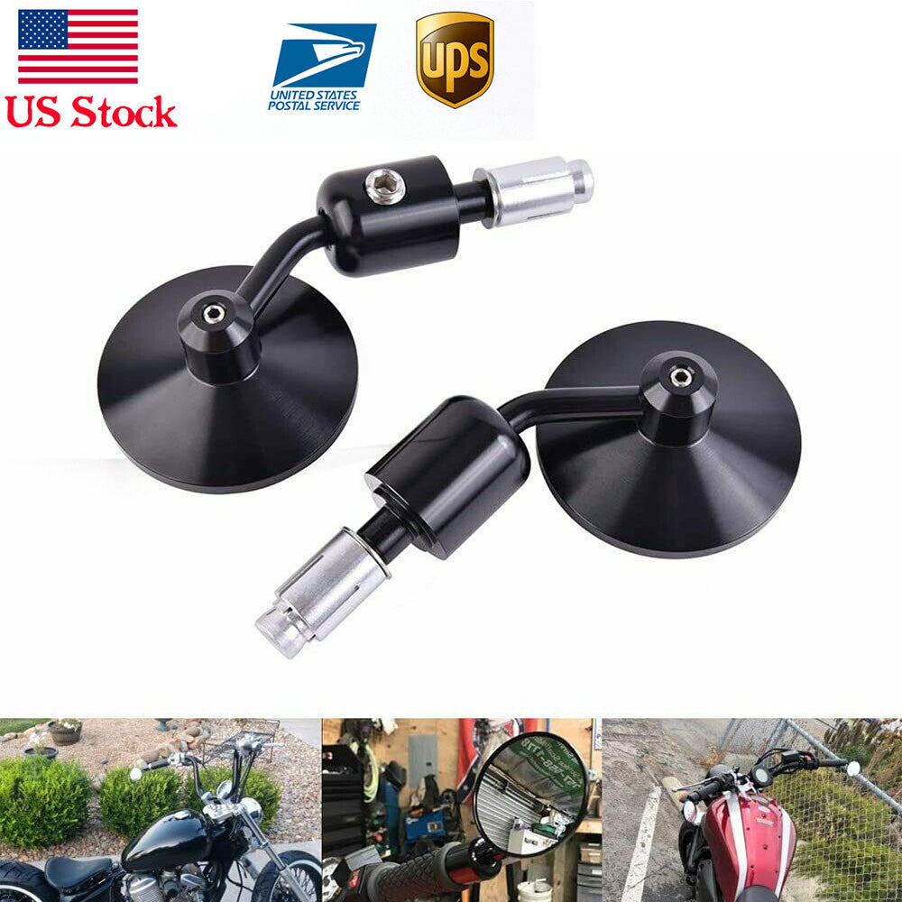 US Ship CNC 7/8 Handlebar Bar End Rearview Mirrors for Harley