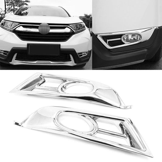 Pair Front Fog Light Cover Trim Decoration Fit for Honda CRV CR-V 2017 2018 Chrome