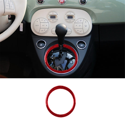 Red Carbon Fiber Interior Automatic Gear Shift Cover Trim For 2012-2015 for Fiat 500
