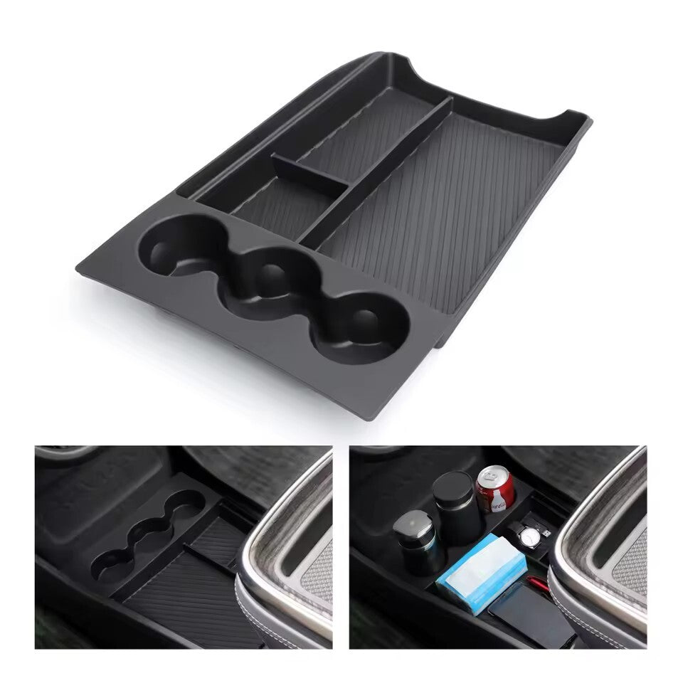 for RIVIAN for R1T Center Console Storage Box TPE Car Lower Layer Tray Organizer